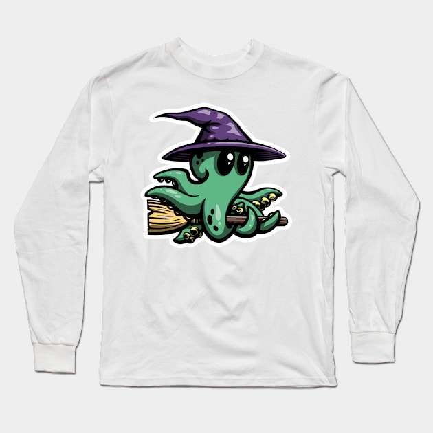 Octopus Witch Long Sleeve T-Shirt by Octomanart